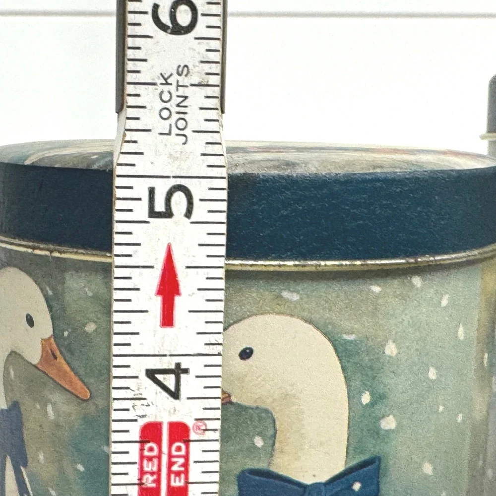 Vintage Country Goose Tin Canister Set 3 Nesting Blue Bows Cottagecore Decor